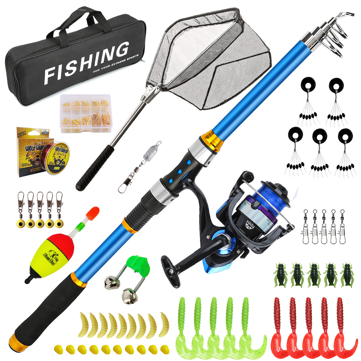 Fishing Rod Carbon Fiber - Ensemble de canne à pêche télescopique