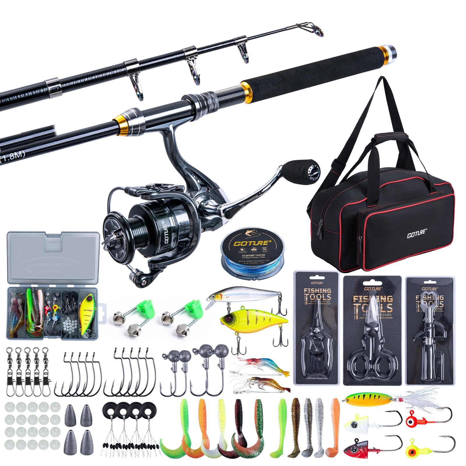 Fishing Rod Combo - Goture canne à pêche télescopique et